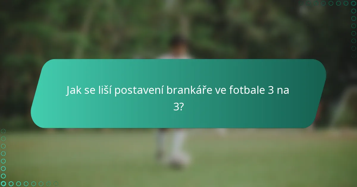 Jak se liší postavení brankáře ve fotbale 3 na 3?