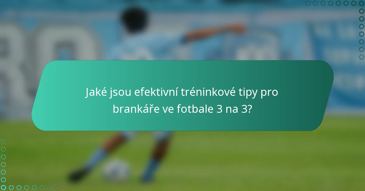 Jaké jsou efektivní tréninkové tipy pro brankáře ve fotbale 3 na 3?
